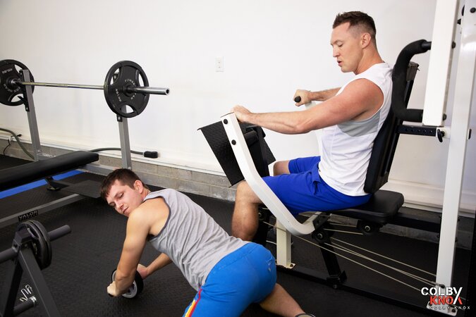 Pierce Paris pounds Mickey Knox hard in an intense gym sex encounter