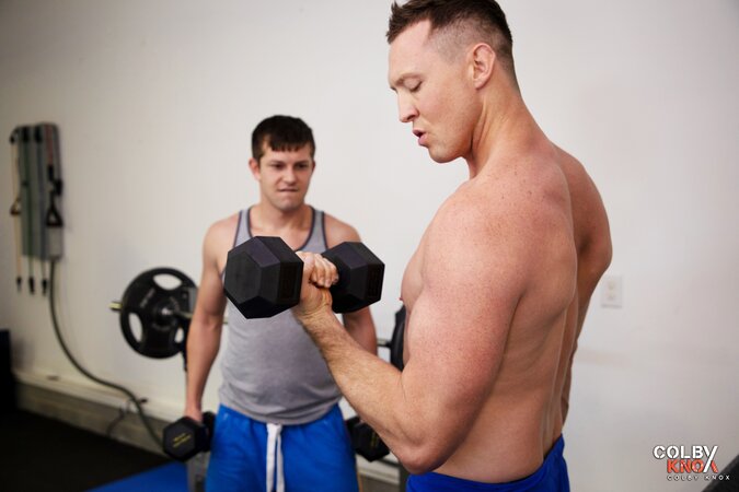 Pierce Paris pounds Mickey Knox hard in an intense gym sex encounter
