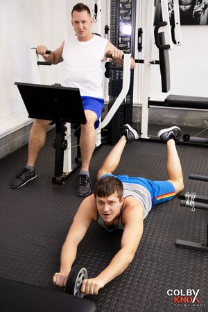 Pierce Paris pounds Mickey Knox hard in an intense gym sex encounter