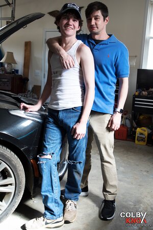 Colby Chambers fucks hot country mechanic Levi Hatter through his tight jeans