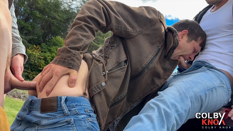 Colby Chambers Mickey Knox and Tyler Gray turn a pickup truck into a threesome