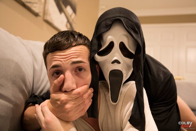 Colby Chambers and Mickey Knox turn Troye Jacobs horror night into a masked hookup