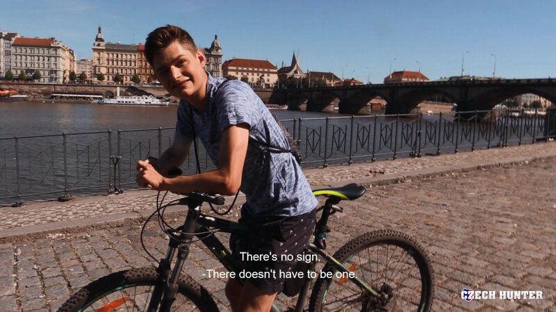 A nineteen year old cyclist gets his sweet teenage ass drilled on grass