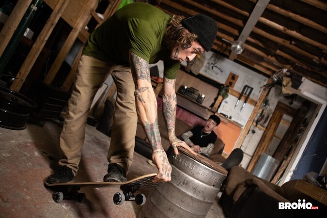 Bo Sinn punishes Edward Terrent after a skateboard wipeout turns kinky