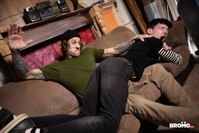 Bo Sinn punishes Edward Terrent after a skateboard wipeout turns kinky