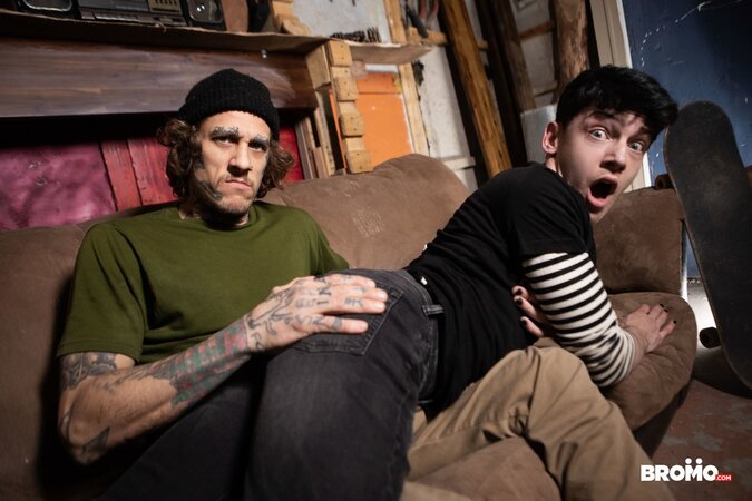 Bo Sinn punishes Edward Terrent after a skateboard wipeout turns kinky