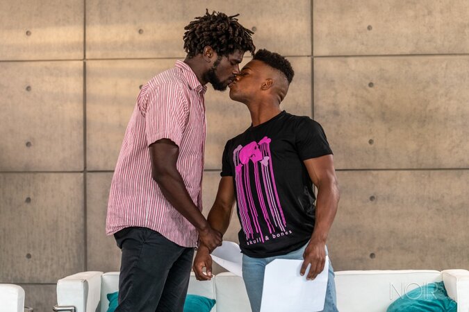 Actors Adrian Hart and Devin Trez commit to rehearsal with a deep fuck