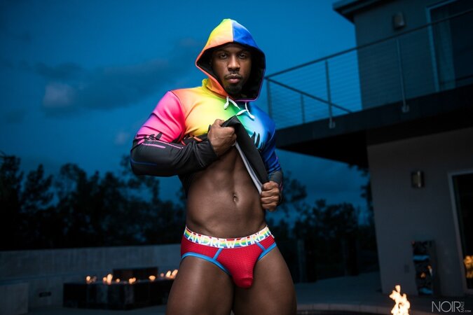 Deangelo Jackson takes his solo session outdoors by the side of the pool