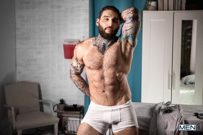 Clark Delgaty and Benjamin Blue sneak a quick hospital glory hole fuck