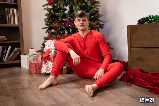 Dom King pounds the holiday hole of college student Jake Preston