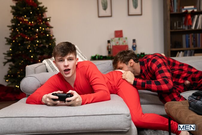 Dom King pounds the holiday hole of college student Jake Preston