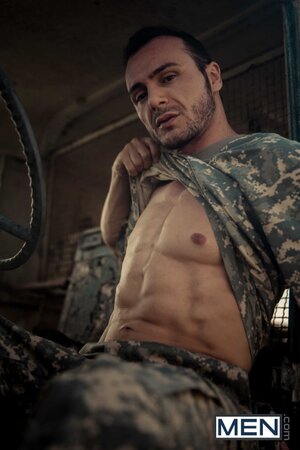 Paddy O'brian and Gabriel Vanderloo turn military tension into a rough outdoor hookup