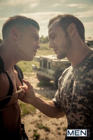 Paddy O'brian and Gabriel Vanderloo turn military tension into a rough outdoor hookup