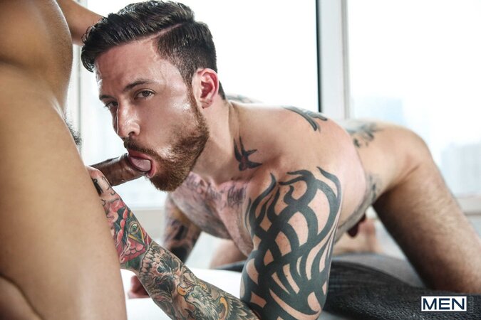 Jordan Levine works Kaden Alexander into a wild sex frenzy on bed