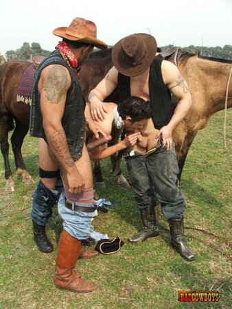 Gay cowboys rob and fuck queer field worker