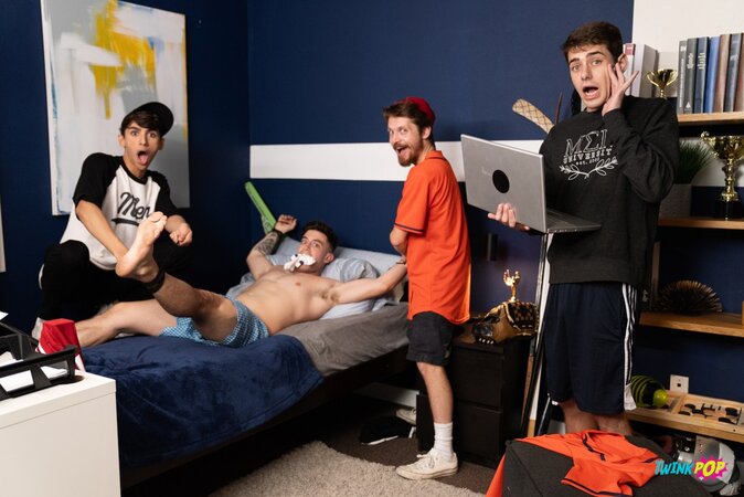 Joey Mills finds Trevor Brooks tied to the bed and decides not to untie him yet