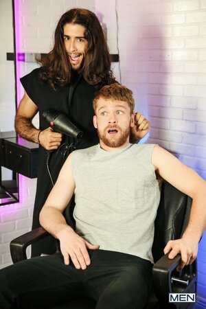 Diego Sans gives scruffy redheaded gardener Calhoun Sawyer a sexy makeover