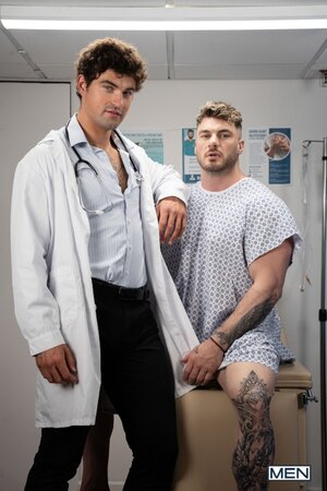 Doctor Mike Monroe diagnoses patient William Seed with a hard cock