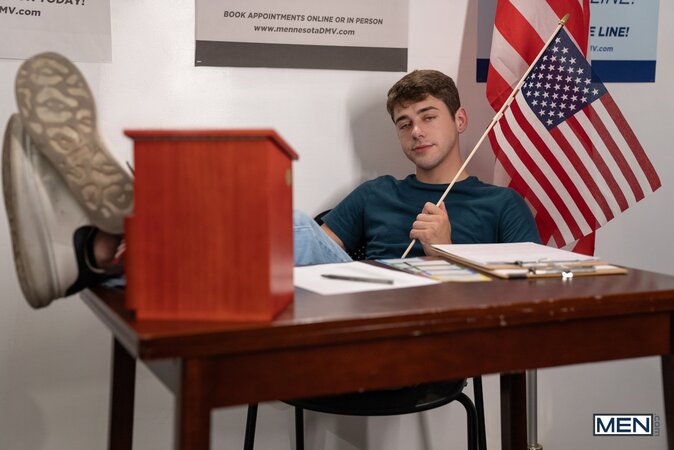 Poll worker Cole Connor counts ballots after a wild session with Joey Mills
