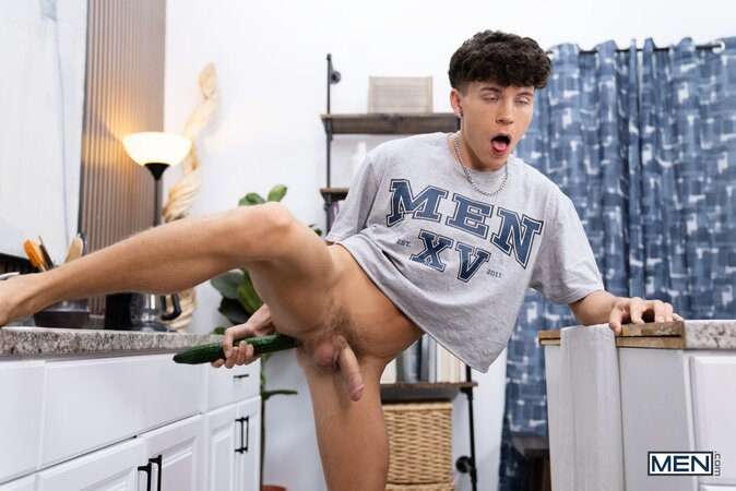Leo Levine catches Drake Von with a cucumber and fucks him on counter