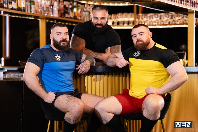 Alex Marte Kinkoer and PJ Knox enjoy a loud bar beef threesome