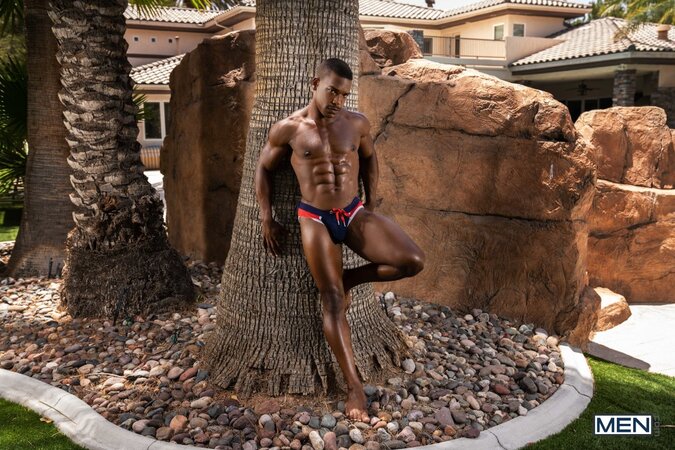 Deangelo Jackson shows Adrian Hart how a true muscle stud pounds an ass