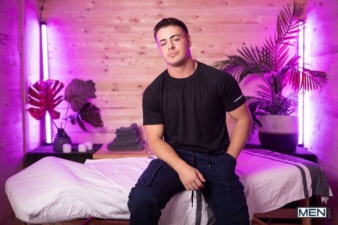 Masseuse Seb Leblan treats client Cole Black to a wild happy ending massage