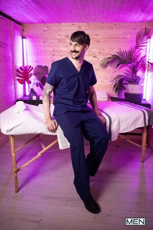 Masseuse Seb Leblan treats client Cole Black to a wild happy ending massage