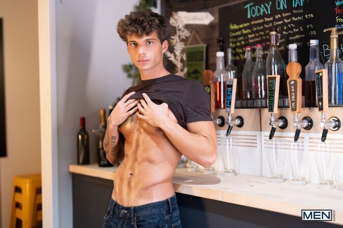 Joey Mills and Leo Levine hook up in the kitchen for a deep fuck