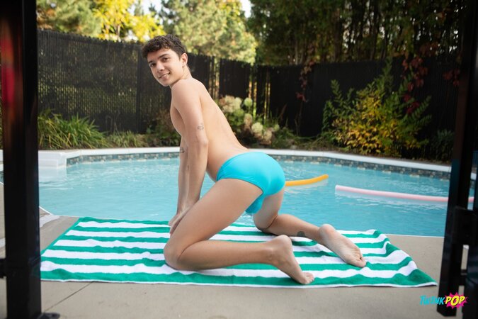 Sam Ledger and Shae Reynolds turn skinny dipping into a wet poolside hookup