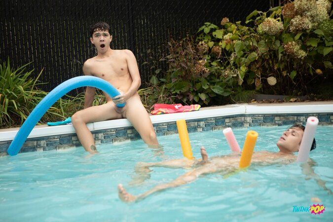 Sam Ledger and Shae Reynolds turn skinny dipping into a wet poolside hookup