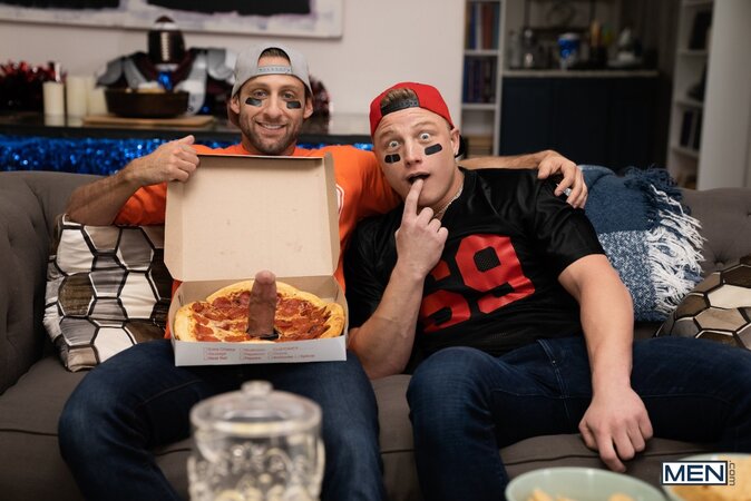 Dom King hides game day sex with Logan Aarons right behind their girlfriends