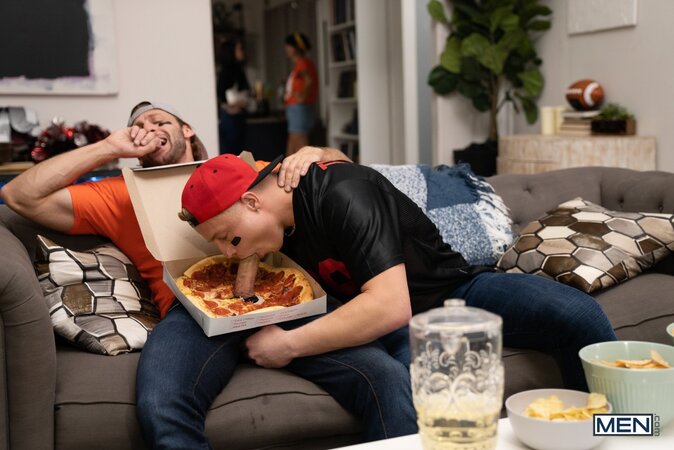 Dom King hides game day sex with Logan Aarons right behind their girlfriends