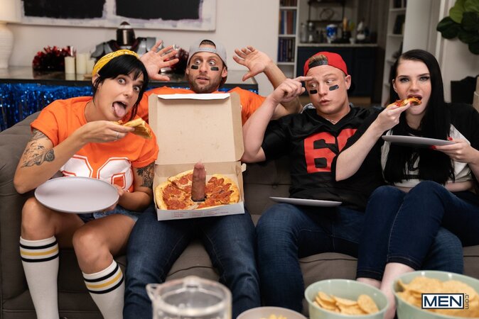 Dom King hides game day sex with Logan Aarons right behind their girlfriends