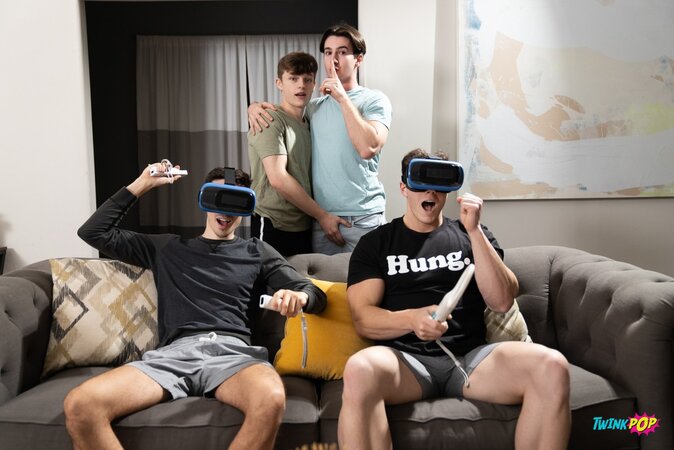 Jake Preston sneaks off with Caleb Manning while both boyfriends stay lost in VR