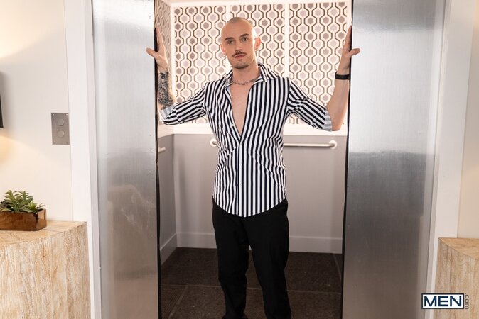 Phoenix Leo frees Oliver Marks from the elevator then keeps him busy in the lobby