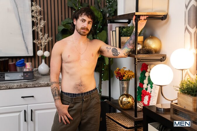 Austin Spears and Aiden Dean share a double dildo before Tony Genius joins in