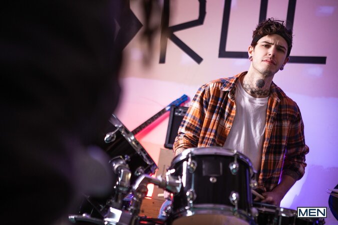 Sunny D punishes late drummer Dex Parker with a drumstick and a much harder rhythm