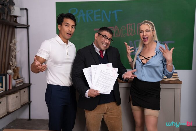 Draven Navarro flirts with Ken Ott until Cherry Kiss returns and joins the lesson