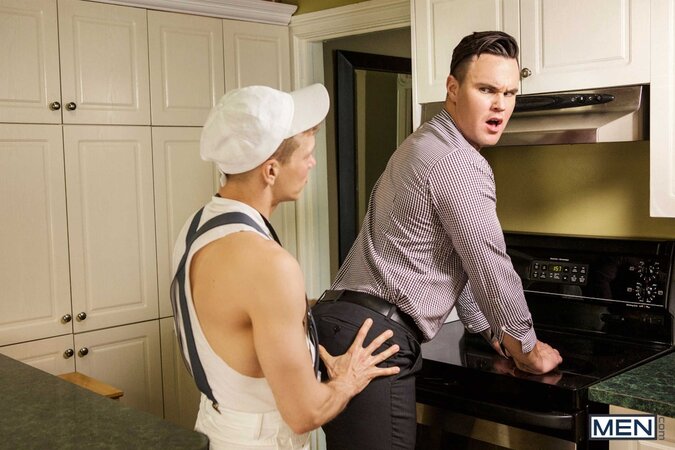 Beau Reed rewards supervisor Ethan Chase with a very hands on break at work