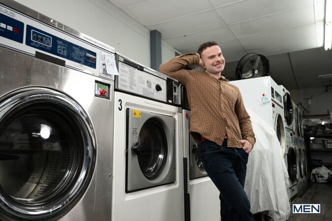 Dom King catches Marcus Mcneill wearing a sexy thong at the laundromat