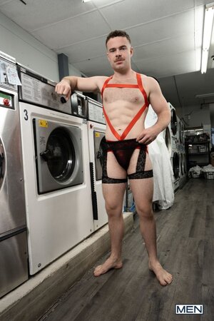 Dom King catches Marcus Mcneill wearing a sexy thong at the laundromat