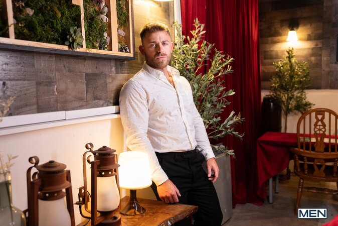 Dom King and Scott Braun turn their anniversary dinner into sex on the restaurant table