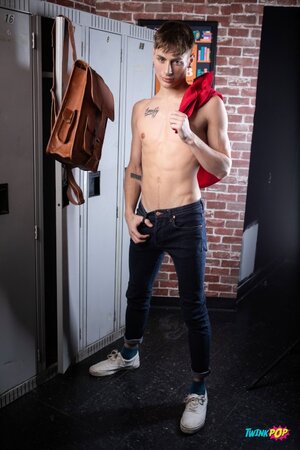 Cyrus Stark gets surprised by college bully Angel Santana in the stall