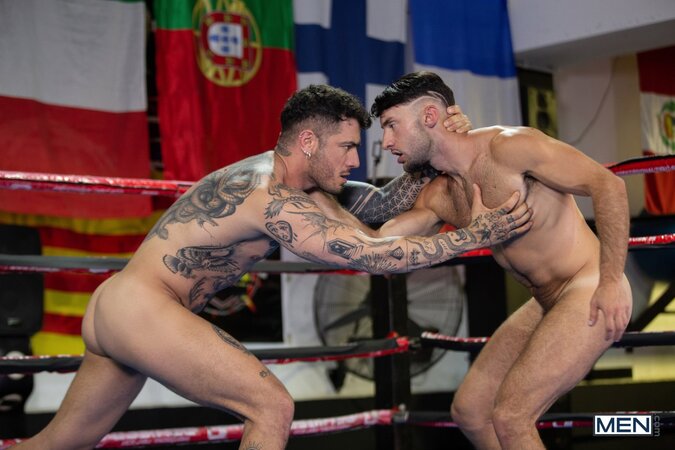 Alex Ink pins wrestler Jolian to the mat for an illegal ass pounding