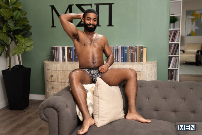Shadow fucks twink roommate Joey Mills in a rolling chair after a 69
