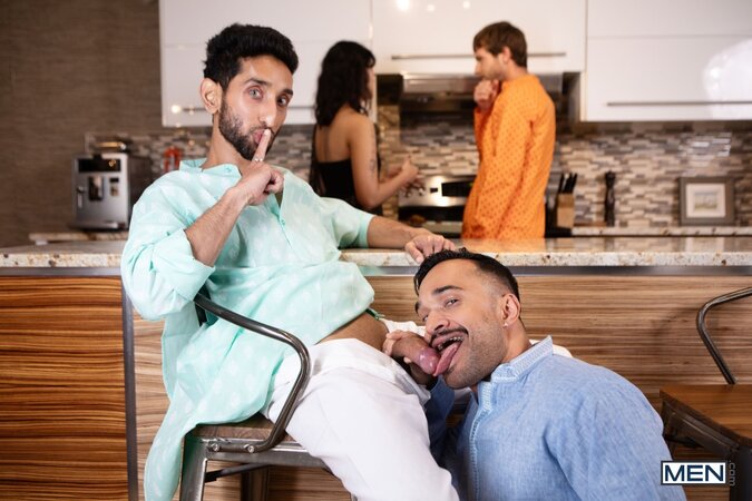 Raj and Ram Sivan sneak off for a hot and messy fuck in the bathroom