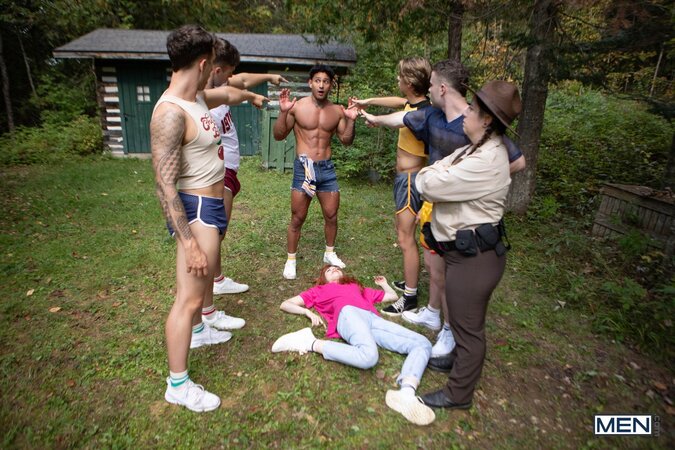 Leo Louis Marcus McNeill and Arno Antino hide from danger then start a threesome