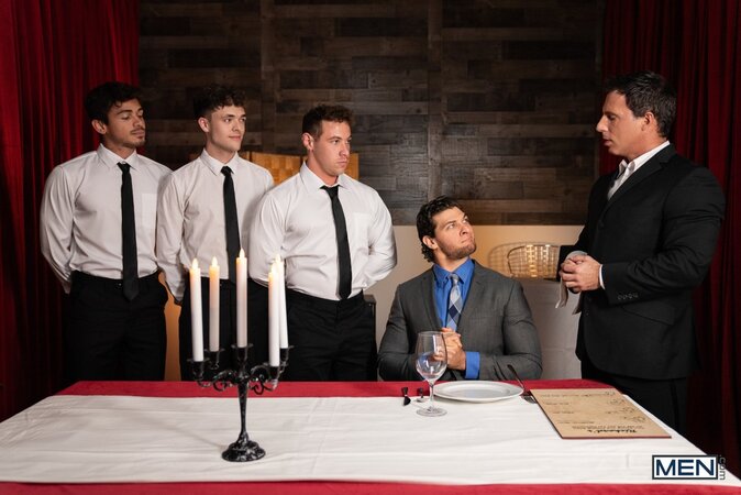 Sommelier Reese Rideout and Ashton Summers serve Shamu Azizam a feast