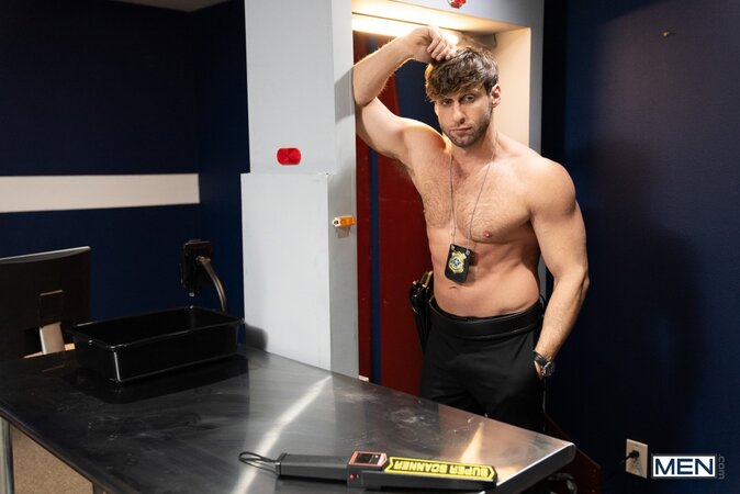 Dom King finds Foxy Alex cock cage at security and takes him to a private room